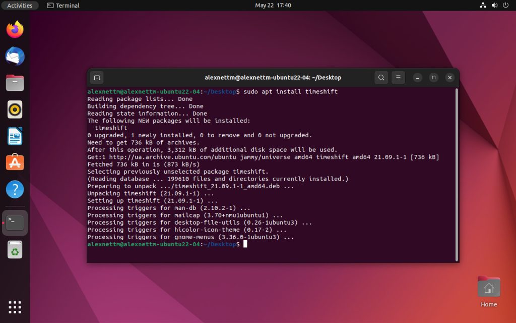Ubuntu-22-04-install-timeshift