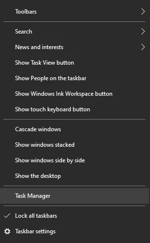 Windows 10 task manager start