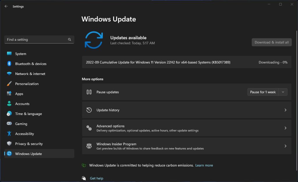 Windows 11 22H2 KB5017389