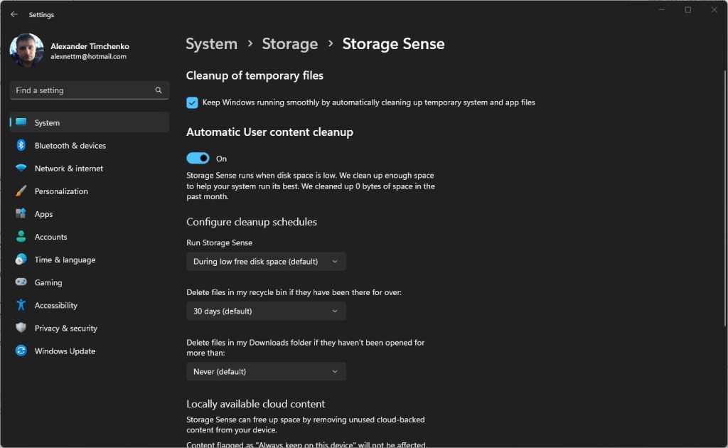 Speed up win11 storage sense